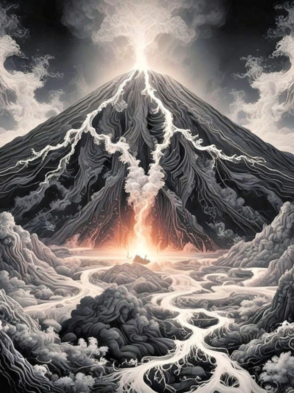 Abstract Mountain Volcano Art Print
